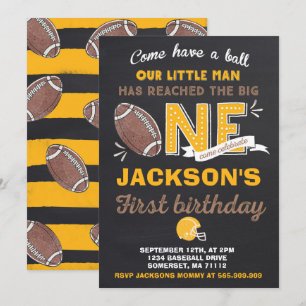 Football Birthday Invitation Football 1st Birthday