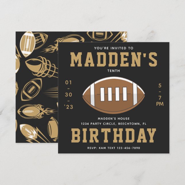 Football Birthday Invitation | Football Party (Front/Back)