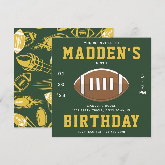 Football Birthday Invitation | Football Party (Front/Back)