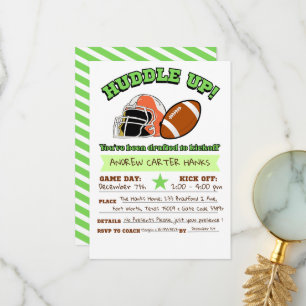 Football Birthday Invitations For Boys Huddle up !