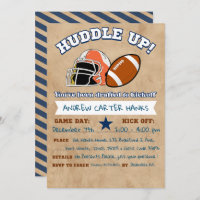 Football Birthday Invitations For Boys Huddle up !