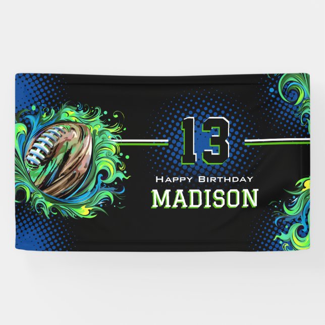 Football Birthday Party Banner (Horizontal)
