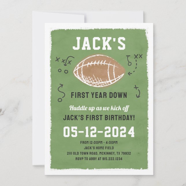 Football Birthday Party Event Invitation (Front)