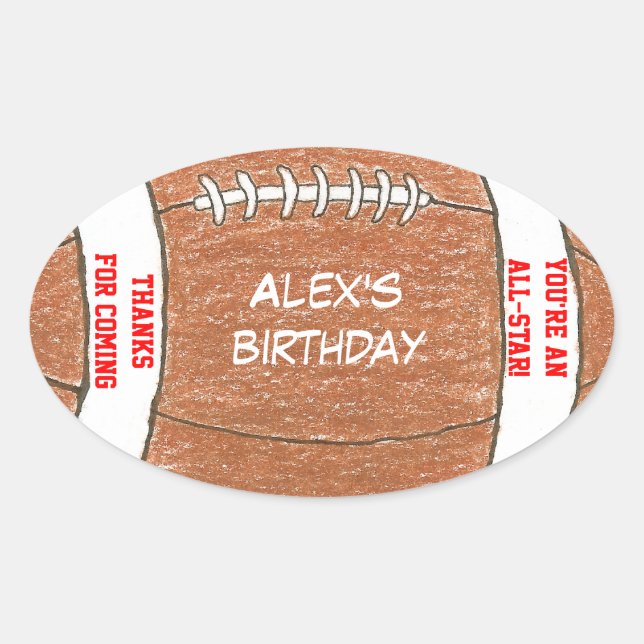 Football birthday party favour label (Front)