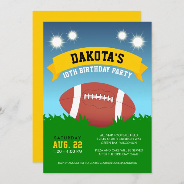 Football Birthday Party Invitation (Front/Back)