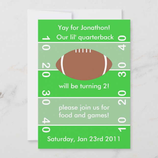 Football Birthday Party Invitation (Front)