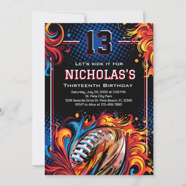 Football Birthday Party Invitation (Front)