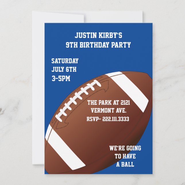 Football Birthday Party Invitation (Front)