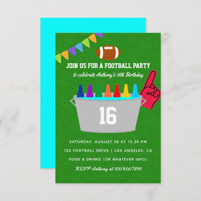 Football Birthday Party Invitation (Front/Back)