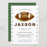 Football Birthday Party Invitation<br><div class="desc">Put your game face on and celebrate with our Football birthday party invitation. It's perfect for any age and any football themed party. Add your custom wording to this design by using the "Edit this design template" boxes on the right hand side of the item, or click the blue "Customise...</div>
