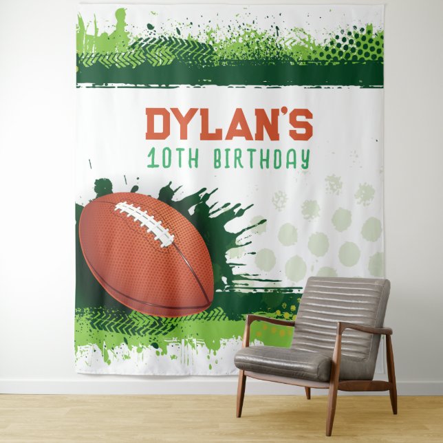 Football Birthday Party Photo-Op Kids Backdrop  Tapestry (In Situ)