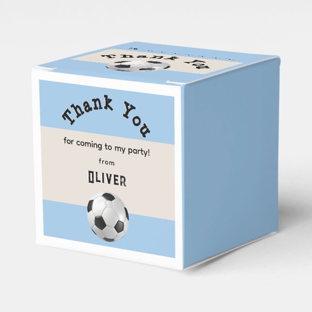 Football Birthday Party Soccer Ball Thank You Favour Box (Front Side)