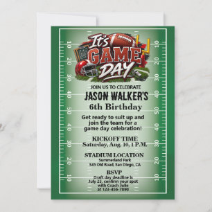 Football Birthday Party Tailgate Sports Theme Invitation