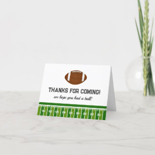 Football Birthday Party Thank You Card