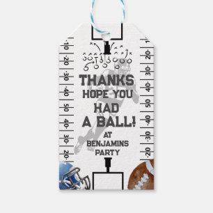 Football Birthday Party Thank You Favour Gift Tags
