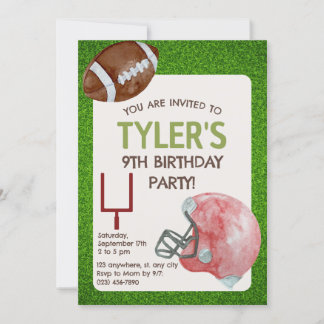 Football Birthday Party Vertical Invitation
