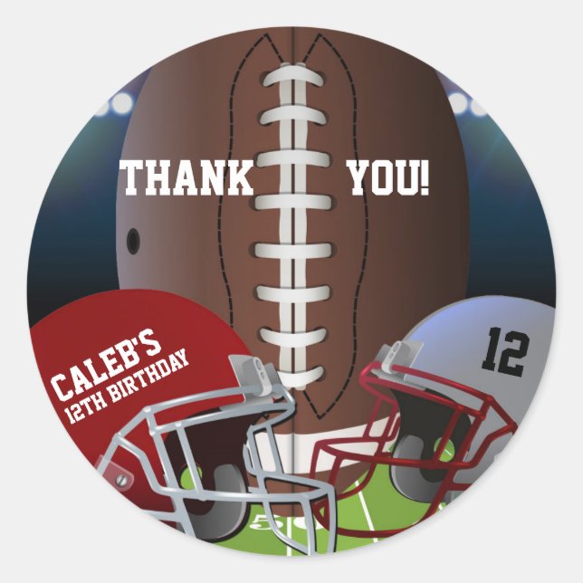 Football Birthday Party VIP Favour Treat Classic Round Sticker (Front)