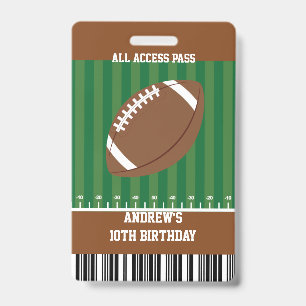 Football Birthday Party VIP Pass ID Badge