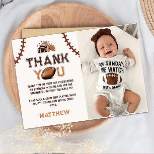 Football Birthday Photo Thank You Card