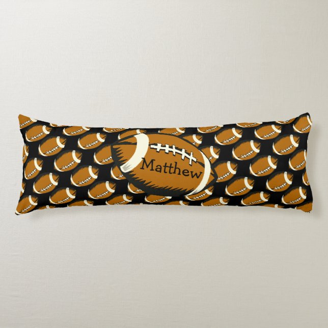 Football Black and Brown Sports Body Pillow (Front)