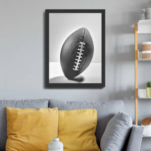 Football Black and White Minimalist Photo Poster