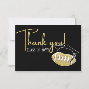 Football Black Gold Volleyball Graduation Thank You Card