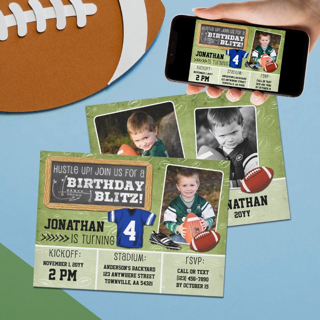 Football Blitz Kids' Birthday Party Invitation (Creator Uploaded)