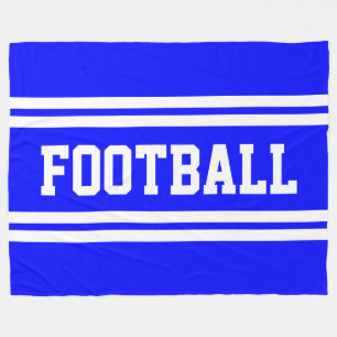 FOOTBALL Bold Bright Blue White Racing Stripes Fleece Blanket