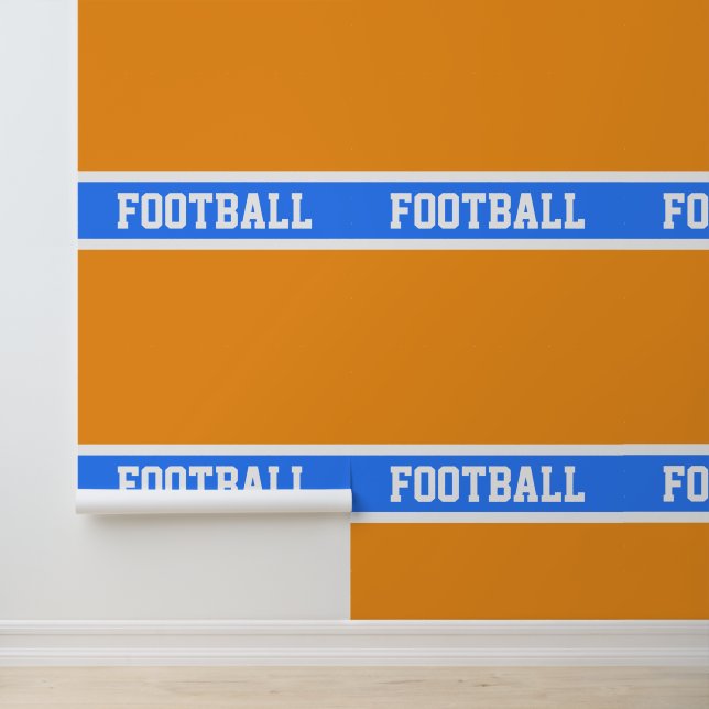 FOOTBALL Bold Bright Blue White Stripes On Orange Wallpaper (Application)