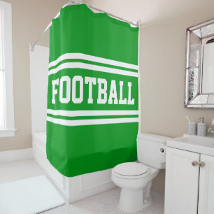 FOOTBALL Bold Bright Green White Racing Stripes Shower Curtain