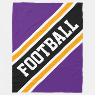 FOOTBALL Bold Diagonal Black Royal Purple Stripes Fleece Blanket