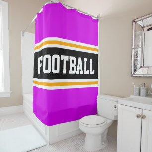 FOOTBALL Bold Pink Black Yellow Racing Stripes Shower Curtain