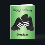 Football Boots Personalised Grandson Birthday Card<br><div class="desc">Greeting card football boots grandson birthday card. Customise this birthday card with any text then have it printed and sent to you or instantly download it to your mobile device. Should you require any help with customising then contact us through the link on this page. Football design personalised grandson birthday...</div>