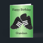 Football Boots Personalised Grandson Birthday Card<br><div class="desc">Greeting card football boots grandson birthday card. Customise this birthday card with any text then have it printed and sent to you or instantly download it to your mobile device. Should you require any help with customising then contact us through the link on this page. Football design personalised grandson birthday...</div>