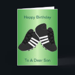 Football Boots Personalised Son Birthday Card<br><div class="desc">Son birthday greeting card football boots design. You can customise this son birthday card with any text then have it printed and sent to you or instantly download it. Should you require any help with customising then contact us through the message link on this page. Football design personalised son birthday...</div>