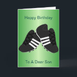 Football Boots Personalised Son Birthday Card<br><div class="desc">Son birthday greeting card football boots design. You can customise this son birthday card with any text then have it printed and sent to you or instantly download it. Should you require any help with customising then contact us through the message link on this page. Football design personalised son birthday...</div>