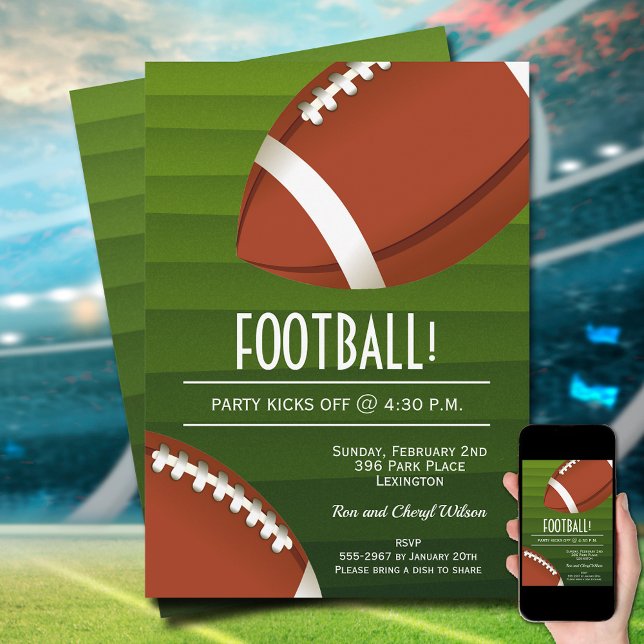 Football Bowl Game Invitation (Order as an INSTANT DOWNLOAD to send digitally or order PRINTED invitations or both!)
