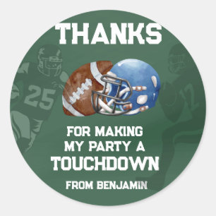 Football Boy Birthday Party Favor Classic Round Sticker