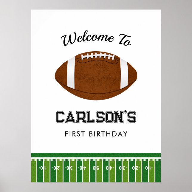 Football Boy Birthday Party Welcome Poster (Front)