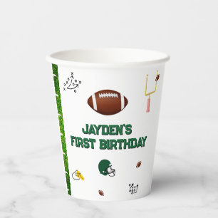 Football boy first birthday party cups