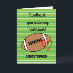 Football Boyfriend Birthday Card<br><div class="desc">A personalised football birthday card for him featuring a football and heart on the front with a place for you to add their name. The inside card message has a football pun birthday message,  which can also be personalised if wanted. A unique football birthday card especially for football lovers!</div>