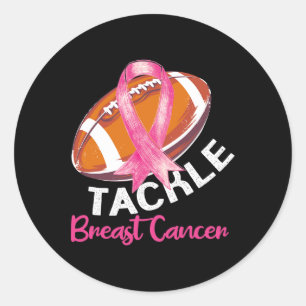 Football Breast Cancer Awareness  for Husbands Men Classic Round Sticker