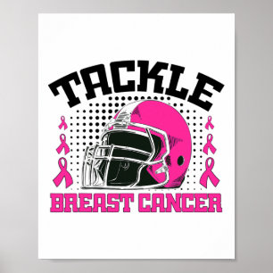 Football Breast Cancer Awareness Pink Ribbon Boys  Poster