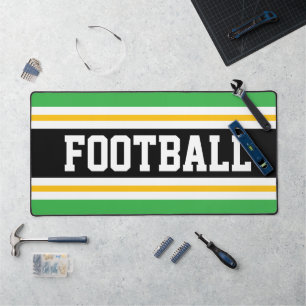 FOOTBALL Bright Green Black Yellow Racing Stripes  Desk Mat