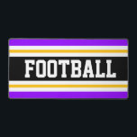 FOOTBALL Bright PurpleBlack Yellow Racing Stripes  Desk Mat<br><div class="desc">This colourful,  bold sporty design features athletic FOOTBALL text inside a wide centre black stripe adjoined with golden yellow,  white,  and bright vivid purple racing stripes.  The colours and text in this design can be personalised.</div>