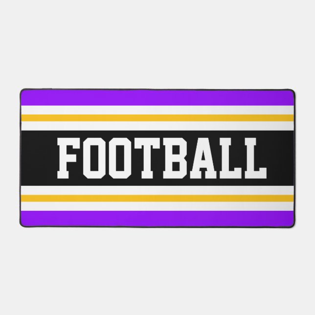 FOOTBALL Bright PurpleBlack Yellow Racing Stripes  Desk Mat (Front)