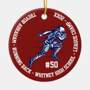 Football Champion Player Monogram Team School Ceramic Tree Decoration