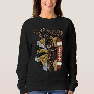 Football Cheer Mom Leopard Sports  Football Player Sweatshirt