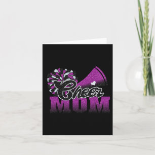 Football Cheer Mum Purple Black Pom Leopard  Card