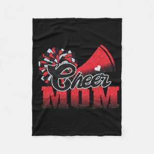 Football Cheer Mum Red Black Pom Leopard 1 Fleece Blanket